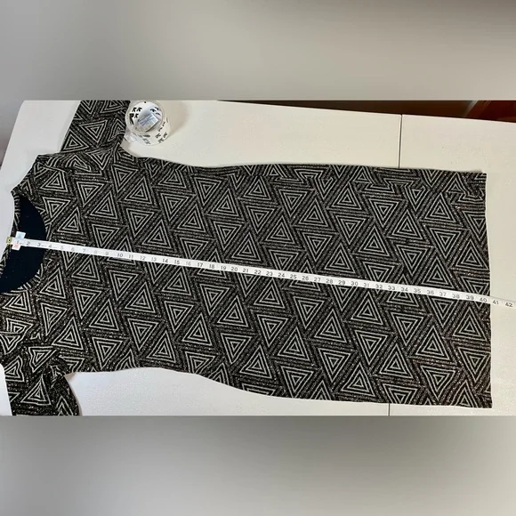 LuLaRoe Black and metallic gold Triangle Midi Dress - Picture 13 of 15